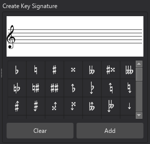 Create key signatures dialog