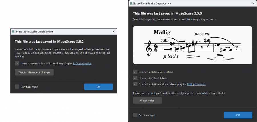 Migration dialogs